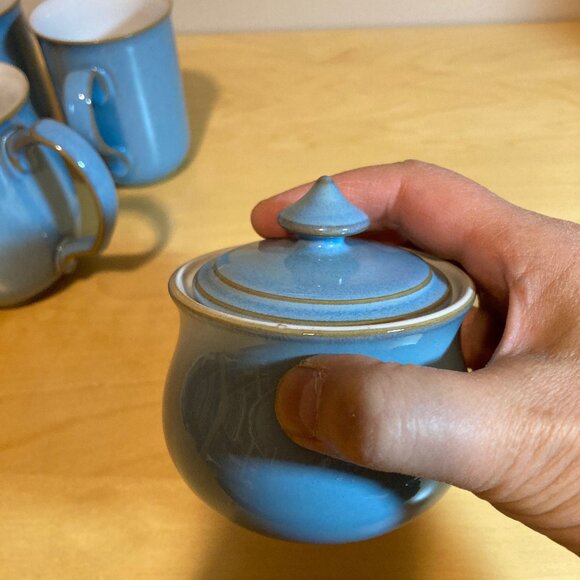 Denby Colonial Blue 2 Cups, Creamer, and Sugar Bowl - Picture 9 of 12
